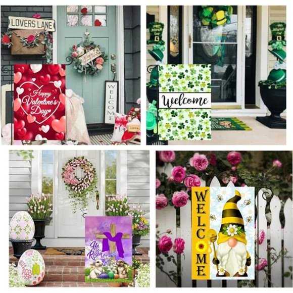 Seasonal Garden Flag Set of 12 Double Sided Welcome Fall Halloween Garden Flags - Picture 6 of 8